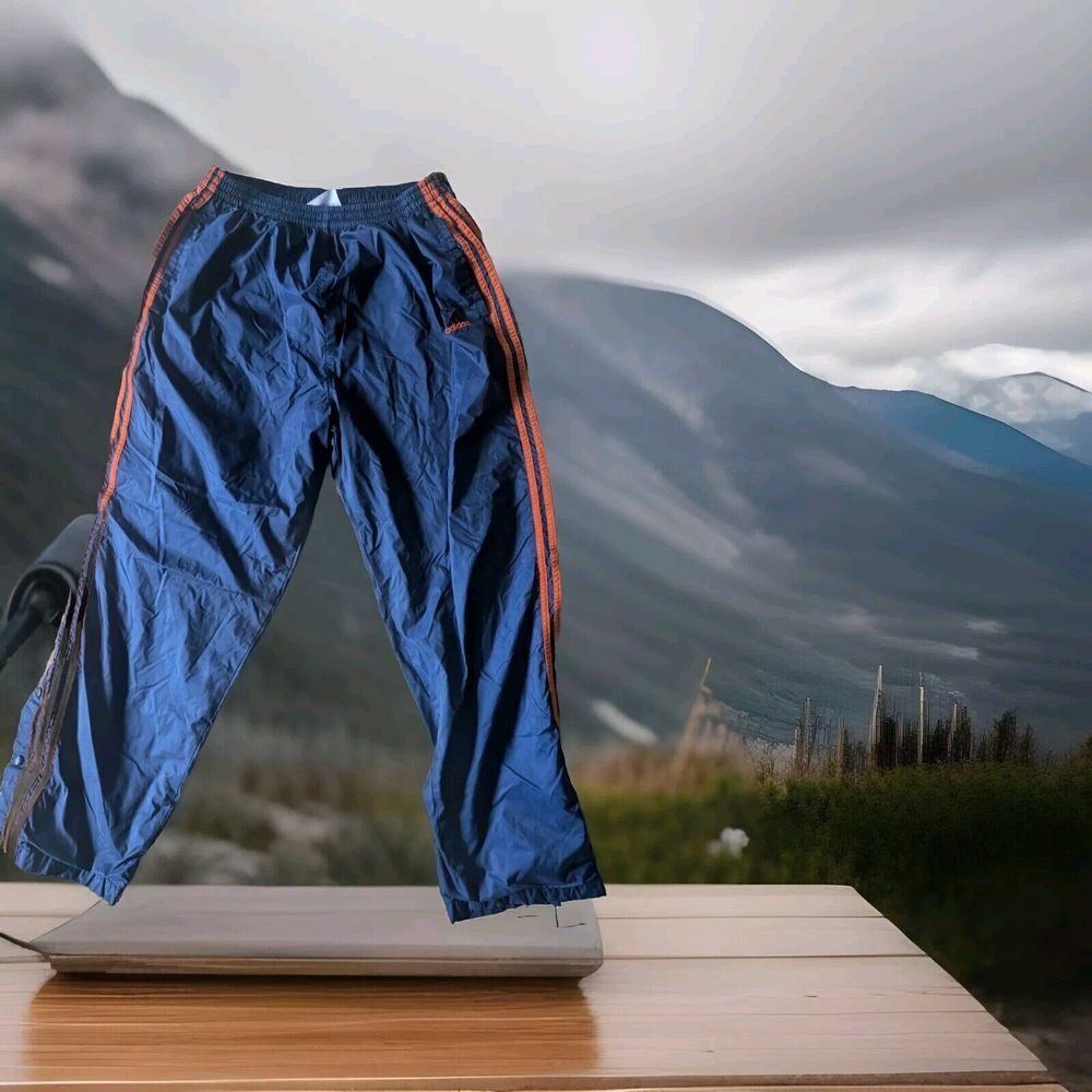 Vintage Adidas Lined Windbreaker Pants Snap Pull Off‎  Mens Sz XXL  Stripes